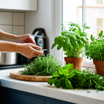 **

"A bright, inviting kitchen scene. A person, fully clothed, is preparing a meal, surrounded by fresh herbs in pots and arrangements. Focus is on the herbs – basil, rosemary, thyme – and their vibrant colors.  The person is adding the herbs to a dish.  Natural light, clean and airy environment, professional food photography, safe for work, appropriate content, fully clothed, perfect anatomy, correct proportions, natural pose, well-formed hands, proper finger count, family-friendly."

**