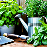 Fresh Herb Garden**

"A vibrant, colorful herb garden overflowing with basil, parsley, mint, rosemary, and thyme. Close-up shot focusing on the textures and colors of the leaves. Sunlight dappling through the leaves, creating a sense of freshness. Gardening tools (trowel, watering can) subtly placed in the background. Professional photograph, high resolution, safe for work, appropriate content, fully clothed, family-friendly."

**